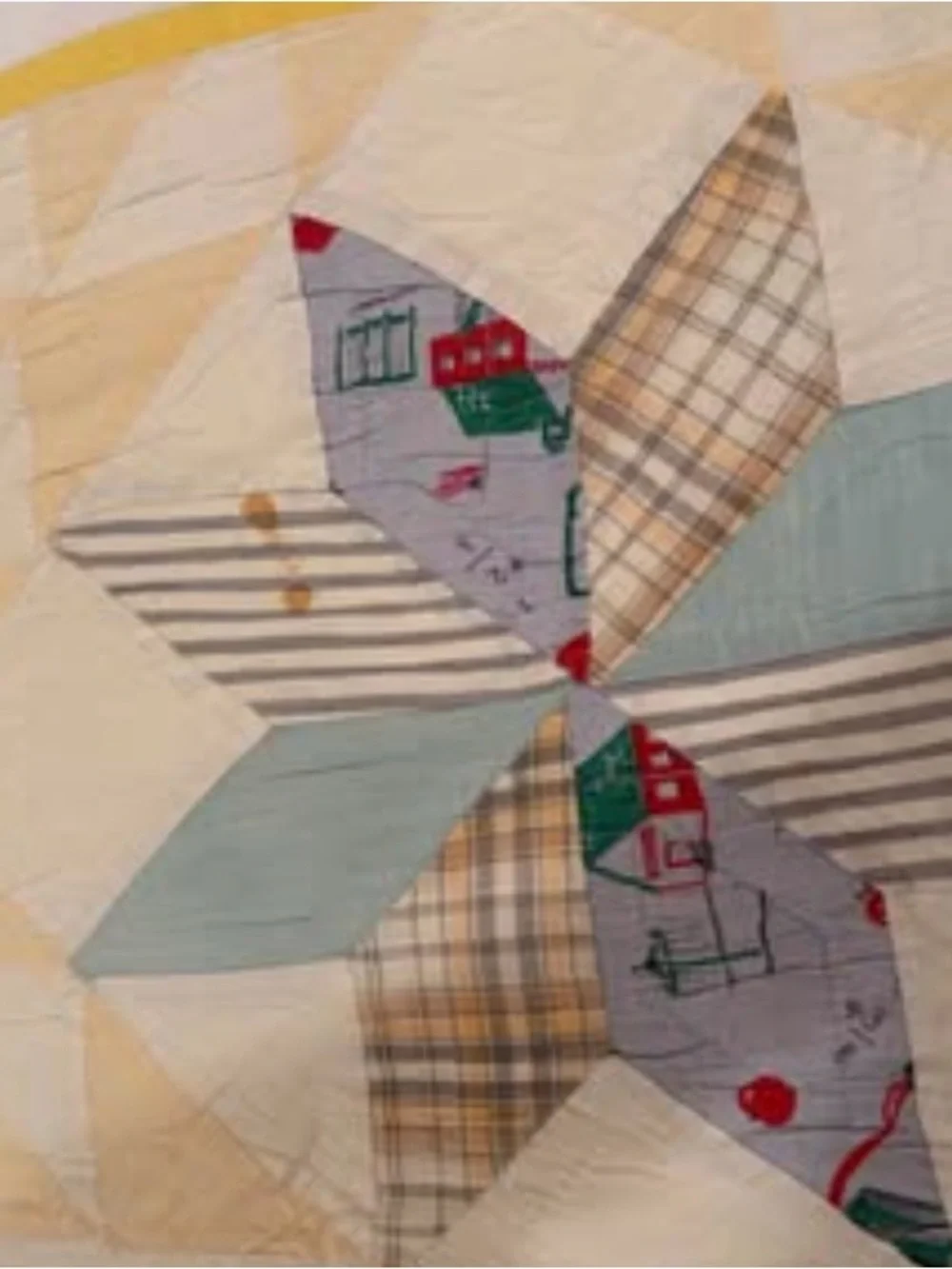 Star Patchwork Quilt - Yellow and Pastel Multi